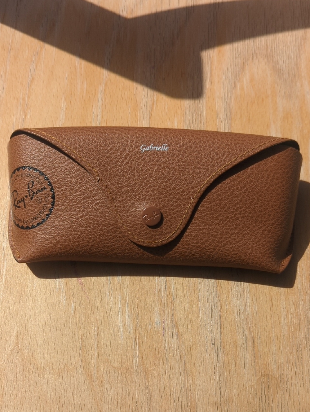 Ray-Ban Brown Leather Sunglasses Case with Snap Closure
